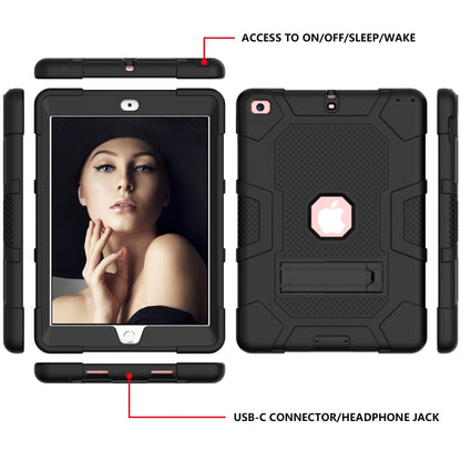 Contrast Color Robot Shockproof Silicone + PC Protective Case with Holder For iPad 9.7 (2018 / 2017)(Black) - iPad 9.7 (2018) & (2017) Cases by buy2fix | Online Shopping UK | buy2fix