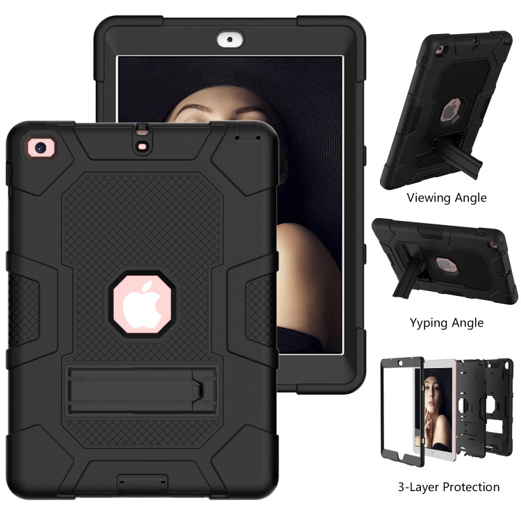 Contrast Color Robot Shockproof Silicone + PC Protective Case with Holder For iPad 9.7 (2018 / 2017)(Black) - iPad 9.7 (2018) & (2017) Cases by buy2fix | Online Shopping UK | buy2fix