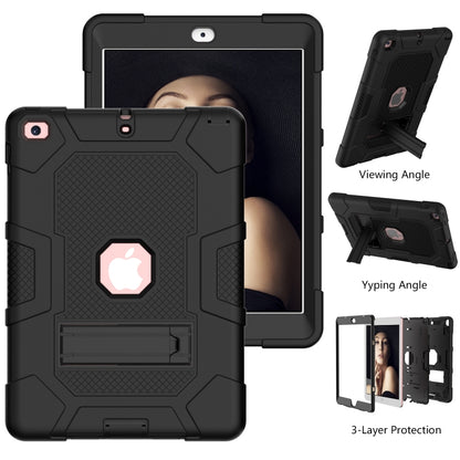 Contrast Color Robot Shockproof Silicone + PC Protective Case with Holder For iPad 9.7 (2018 / 2017)(Black) - iPad 9.7 (2018) & (2017) Cases by buy2fix | Online Shopping UK | buy2fix