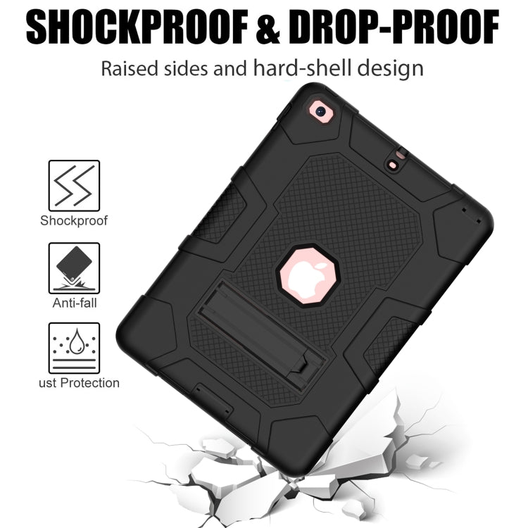 Contrast Color Robot Shockproof Silicone + PC Protective Case with Holder For iPad 9.7 (2018 / 2017)(Black) - iPad 9.7 (2018) & (2017) Cases by buy2fix | Online Shopping UK | buy2fix