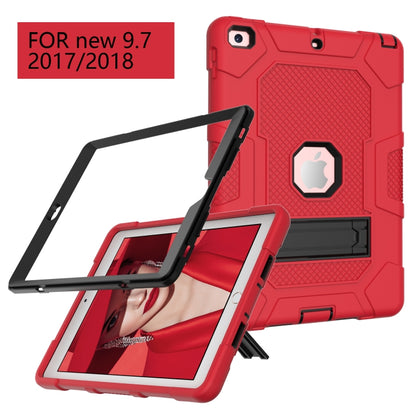Contrast Color Robot Shockproof Silicone + PC Protective Case with Holder For iPad 9.7 (2018 / 2017)(Red Black) - iPad 9.7 (2018) & (2017) Cases by buy2fix | Online Shopping UK | buy2fix