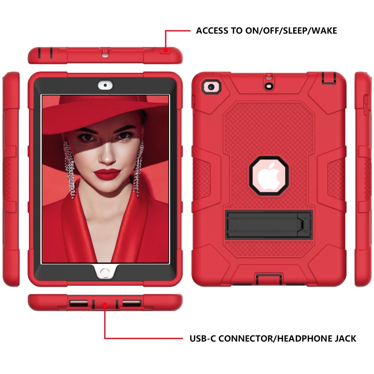 Contrast Color Robot Shockproof Silicone + PC Protective Case with Holder For iPad 9.7 (2018 / 2017)(Red Black) - iPad 9.7 (2018) & (2017) Cases by buy2fix | Online Shopping UK | buy2fix