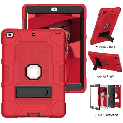 Contrast Color Robot Shockproof Silicone + PC Protective Case with Holder For iPad 9.7 (2018 / 2017)(Red Black) - iPad 9.7 (2018) & (2017) Cases by buy2fix | Online Shopping UK | buy2fix
