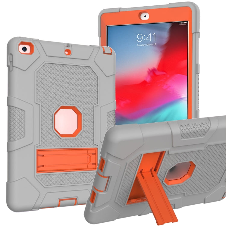 Contrast Color Robot Shockproof Silicone + PC Protective Case with Holder For iPad 9.7 (2018 / 2017)(Grey Orange) - iPad 9.7 (2018) & (2017) Cases by buy2fix | Online Shopping UK | buy2fix