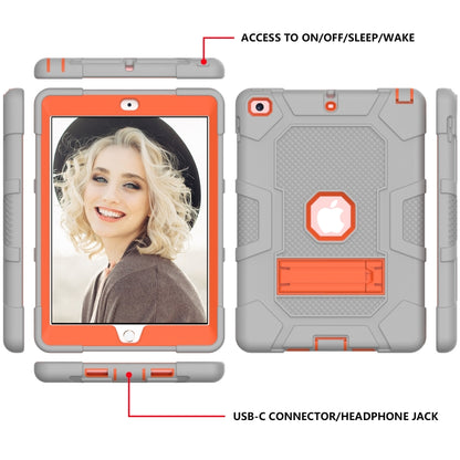 Contrast Color Robot Shockproof Silicone + PC Protective Case with Holder For iPad 9.7 (2018 / 2017)(Grey Orange) - iPad 9.7 (2018) & (2017) Cases by buy2fix | Online Shopping UK | buy2fix