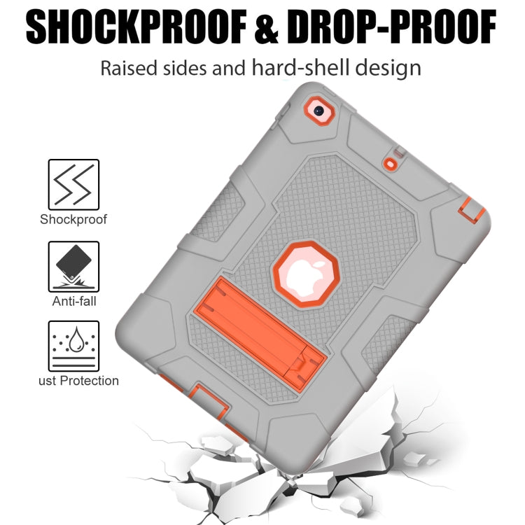 Contrast Color Robot Shockproof Silicone + PC Protective Case with Holder For iPad 9.7 (2018 / 2017)(Grey Orange) - iPad 9.7 (2018) & (2017) Cases by buy2fix | Online Shopping UK | buy2fix