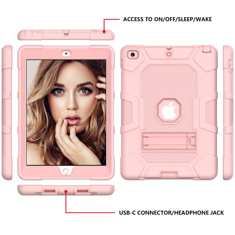 Contrast Color Robot Shockproof Silicone + PC Protective Case with Holder For iPad 9.7 (2018 / 2017)(Rose Gold) - iPad 9.7 (2018) & (2017) Cases by buy2fix | Online Shopping UK | buy2fix
