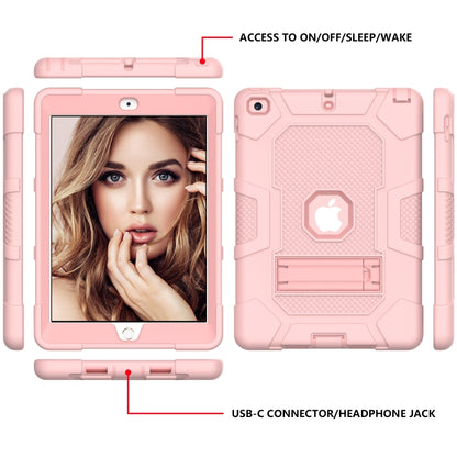 Contrast Color Robot Shockproof Silicone + PC Protective Case with Holder For iPad 9.7 (2018 / 2017)(Rose Gold) - iPad 9.7 (2018) & (2017) Cases by buy2fix | Online Shopping UK | buy2fix