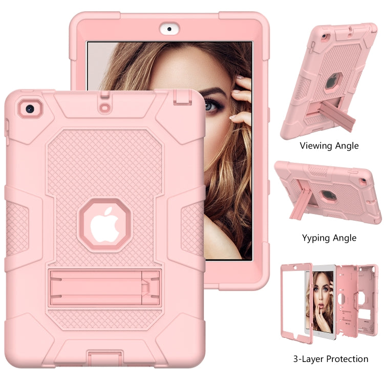 Contrast Color Robot Shockproof Silicone + PC Protective Case with Holder For iPad 9.7 (2018 / 2017)(Rose Gold) - iPad 9.7 (2018) & (2017) Cases by buy2fix | Online Shopping UK | buy2fix