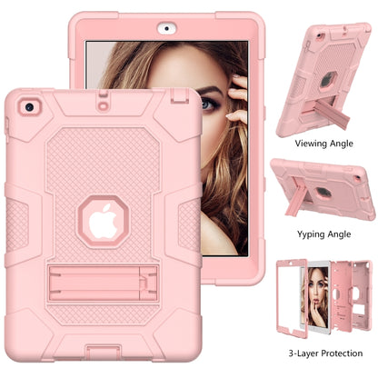 Contrast Color Robot Shockproof Silicone + PC Protective Case with Holder For iPad 9.7 (2018 / 2017)(Rose Gold) - iPad 9.7 (2018) & (2017) Cases by buy2fix | Online Shopping UK | buy2fix