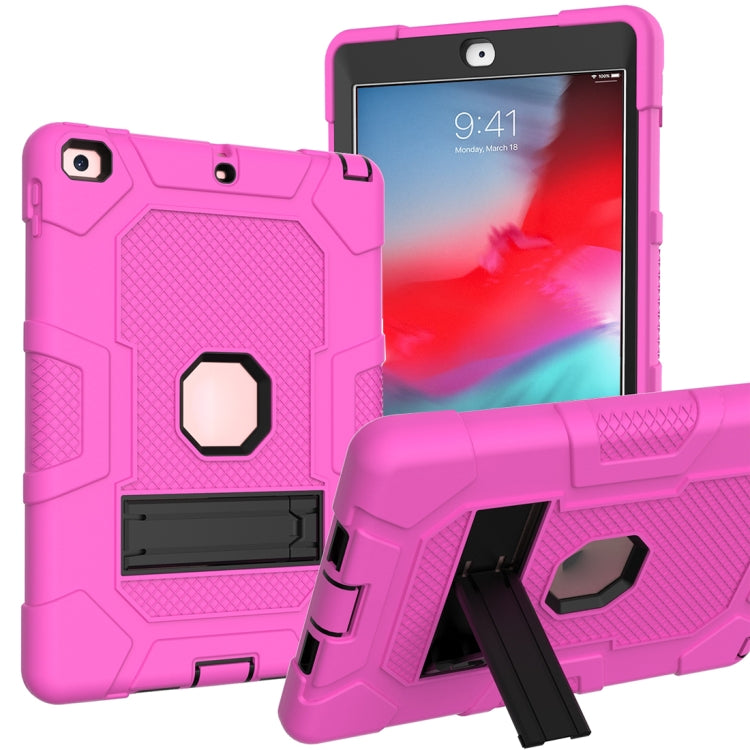 Contrast Color Robot Shockproof Silicone + PC Protective Case with Holder For iPad 9.7 (2018 / 2017)(Rose Red Black) - iPad 9.7 (2018) & (2017) Cases by buy2fix | Online Shopping UK | buy2fix