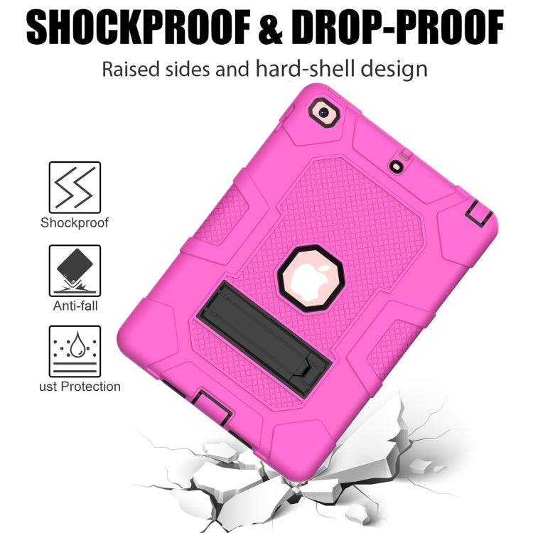 Contrast Color Robot Shockproof Silicone + PC Protective Case with Holder For iPad 9.7 (2018 / 2017)(Rose Red Black) - iPad 9.7 (2018) & (2017) Cases by buy2fix | Online Shopping UK | buy2fix