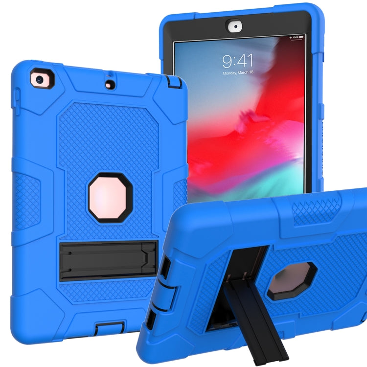 Contrast Color Robot Shockproof Silicone + PC Protective Case with Holder For iPad 9.7 (2018 / 2017)(Dark Blue Black) - iPad 9.7 (2018) & (2017) Cases by buy2fix | Online Shopping UK | buy2fix