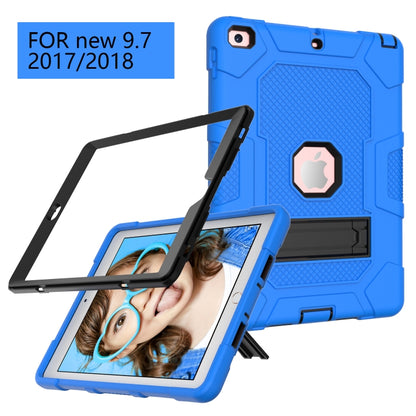 Contrast Color Robot Shockproof Silicone + PC Protective Case with Holder For iPad 9.7 (2018 / 2017)(Dark Blue Black) - iPad 9.7 (2018) & (2017) Cases by buy2fix | Online Shopping UK | buy2fix