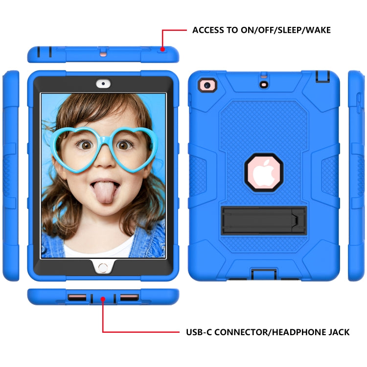 Contrast Color Robot Shockproof Silicone + PC Protective Case with Holder For iPad 9.7 (2018 / 2017)(Dark Blue Black) - iPad 9.7 (2018) & (2017) Cases by buy2fix | Online Shopping UK | buy2fix
