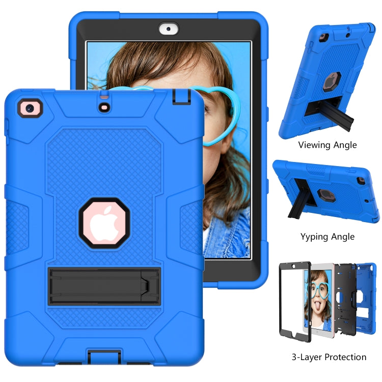 Contrast Color Robot Shockproof Silicone + PC Protective Case with Holder For iPad 9.7 (2018 / 2017)(Dark Blue Black) - iPad 9.7 (2018) & (2017) Cases by buy2fix | Online Shopping UK | buy2fix