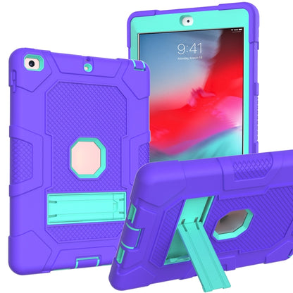Contrast Color Robot Shockproof Silicone + PC Protective Case with Holder For iPad 9.7 (2018 / 2017)(Purple Mint Green) - iPad 9.7 (2018) & (2017) Cases by buy2fix | Online Shopping UK | buy2fix