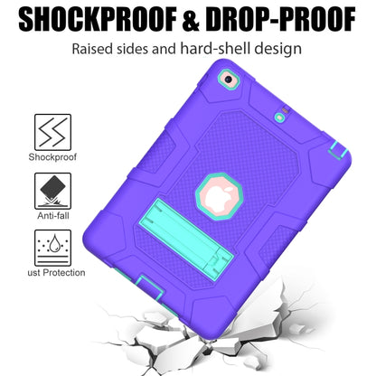 Contrast Color Robot Shockproof Silicone + PC Protective Case with Holder For iPad 9.7 (2018 / 2017)(Purple Mint Green) - iPad 9.7 (2018) & (2017) Cases by buy2fix | Online Shopping UK | buy2fix