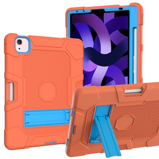 Contrast Color Robot Shockproof Silicone + PC Protective Case with Holder For iPad Air 2022 / 2020 10.9 inch(Orange Blue) - iPad Air (2022) / (2020) 10.9 Cases by buy2fix | Online Shopping UK | buy2fix