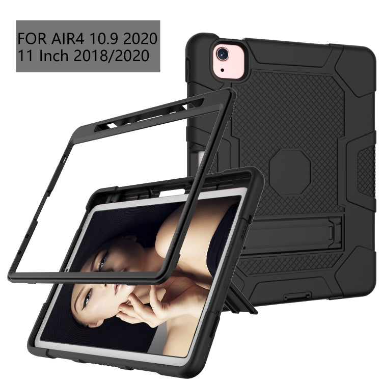 Contrast Color Robot Shockproof Silicone + PC Protective Case with Holder For iPad Air 2022 / 2020 10.9 inch(Black) - iPad Air (2022) / (2020) 10.9 Cases by buy2fix | Online Shopping UK | buy2fix