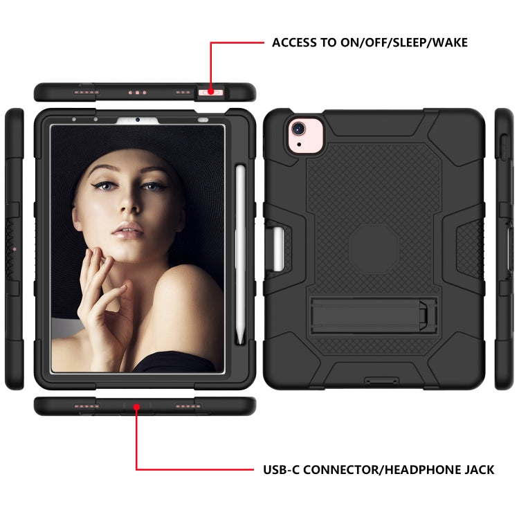 Contrast Color Robot Shockproof Silicone + PC Protective Case with Holder For iPad Air 2022 / 2020 10.9 inch(Black) - iPad Air (2022) / (2020) 10.9 Cases by buy2fix | Online Shopping UK | buy2fix