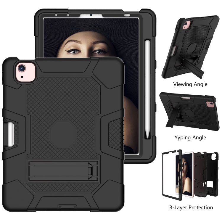 Contrast Color Robot Shockproof Silicone + PC Protective Case with Holder For iPad Air 2022 / 2020 10.9 inch(Black) - iPad Air (2022) / (2020) 10.9 Cases by buy2fix | Online Shopping UK | buy2fix