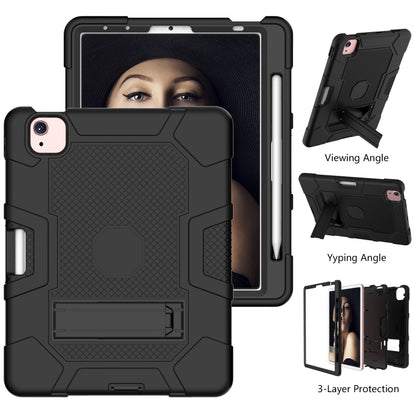 Contrast Color Robot Shockproof Silicone + PC Protective Case with Holder For iPad Air 2022 / 2020 10.9 inch(Black) - iPad Air (2022) / (2020) 10.9 Cases by buy2fix | Online Shopping UK | buy2fix