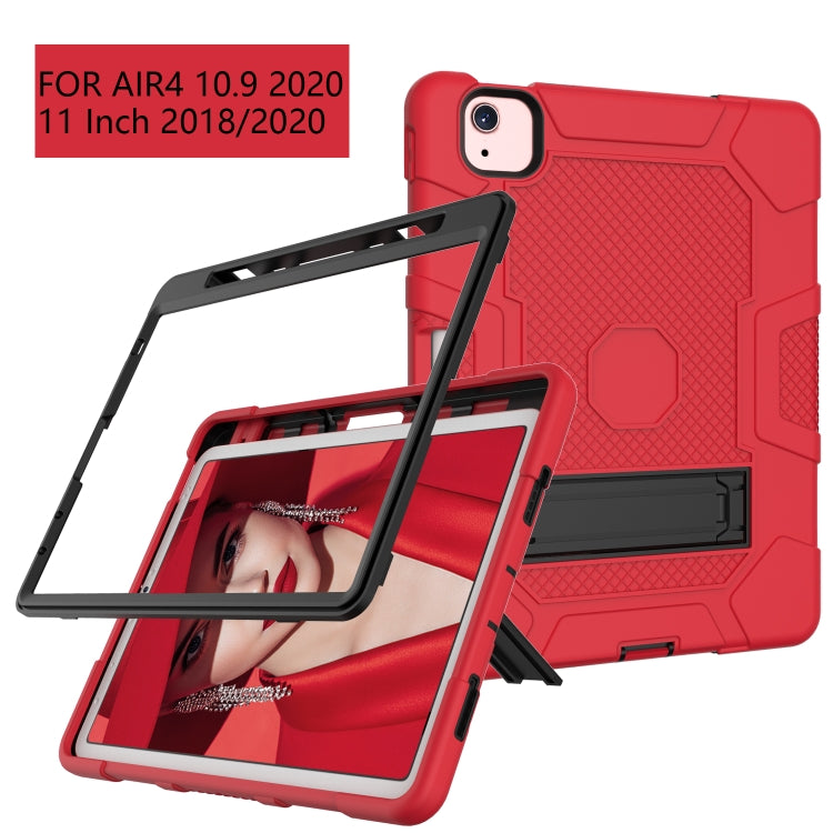 Contrast Color Robot Shockproof Silicone + PC Protective Case with Holder For iPad Air 2022 / 2020 10.9 inch(Red Black) - iPad Air (2022) / (2020) 10.9 Cases by buy2fix | Online Shopping UK | buy2fix