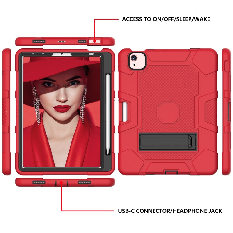 Contrast Color Robot Shockproof Silicone + PC Protective Case with Holder For iPad Air 2022 / 2020 10.9 inch(Red Black) - iPad Air (2022) / (2020) 10.9 Cases by buy2fix | Online Shopping UK | buy2fix