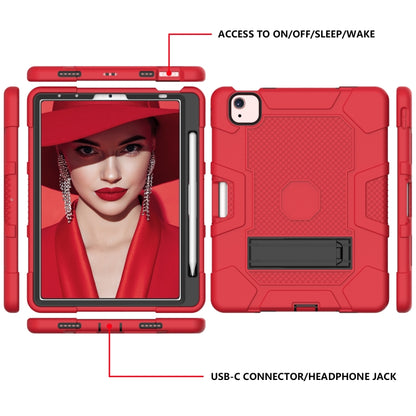 Contrast Color Robot Shockproof Silicone + PC Protective Case with Holder For iPad Air 2022 / 2020 10.9 inch(Red Black) - iPad Air (2022) / (2020) 10.9 Cases by buy2fix | Online Shopping UK | buy2fix