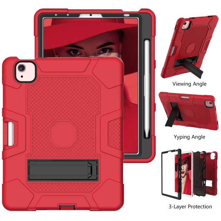 Contrast Color Robot Shockproof Silicone + PC Protective Case with Holder For iPad Air 2022 / 2020 10.9 inch(Red Black) - iPad Air (2022) / (2020) 10.9 Cases by buy2fix | Online Shopping UK | buy2fix