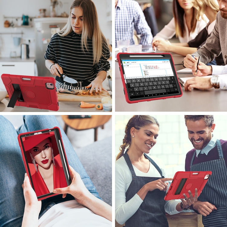 Contrast Color Robot Shockproof Silicone + PC Protective Case with Holder For iPad Air 2022 / 2020 10.9 inch(Red Black) - iPad Air (2022) / (2020) 10.9 Cases by buy2fix | Online Shopping UK | buy2fix