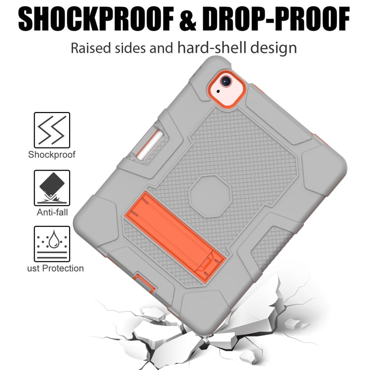 Contrast Color Robot Shockproof Silicone + PC Protective Case with Holder For iPad Air 2022 / 2020 10.9 inch(Grey Orange) - iPad Air (2022) / (2020) 10.9 Cases by buy2fix | Online Shopping UK | buy2fix