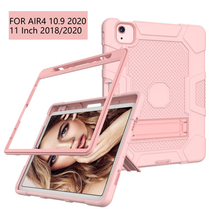 Contrast Color Robot Shockproof Silicone + PC Protective Case with Holder For iPad Air 2022 / 2020 10.9 inch(Rose Gold) - iPad Air (2022) / (2020) 10.9 Cases by buy2fix | Online Shopping UK | buy2fix