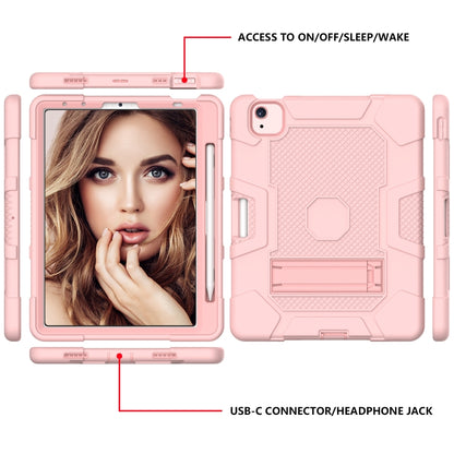 Contrast Color Robot Shockproof Silicone + PC Protective Case with Holder For iPad Air 2022 / 2020 10.9 inch(Rose Gold) - iPad Air (2022) / (2020) 10.9 Cases by buy2fix | Online Shopping UK | buy2fix