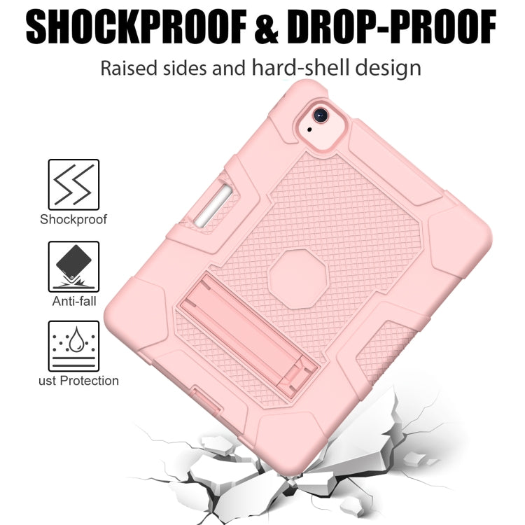 Contrast Color Robot Shockproof Silicone + PC Protective Case with Holder For iPad Air 2022 / 2020 10.9 inch(Rose Gold) - iPad Air (2022) / (2020) 10.9 Cases by buy2fix | Online Shopping UK | buy2fix