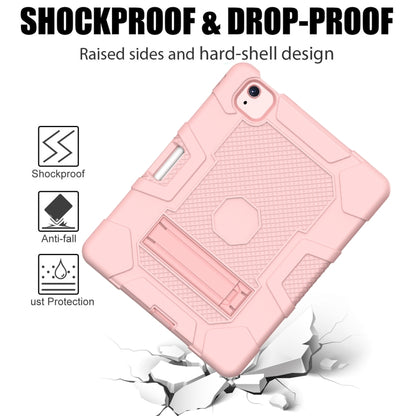 Contrast Color Robot Shockproof Silicone + PC Protective Case with Holder For iPad Air 2022 / 2020 10.9 inch(Rose Gold) - iPad Air (2022) / (2020) 10.9 Cases by buy2fix | Online Shopping UK | buy2fix