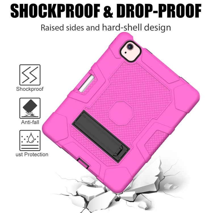 Contrast Color Robot Shockproof Silicone + PC Protective Case with Holder For iPad Air 2022 / 2020 10.9 inch(Rose Red Black) - iPad Air (2022) / (2020) 10.9 Cases by buy2fix | Online Shopping UK | buy2fix
