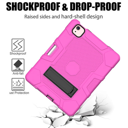 Contrast Color Robot Shockproof Silicone + PC Protective Case with Holder For iPad Air 2022 / 2020 10.9 inch(Rose Red Black) - iPad Air (2022) / (2020) 10.9 Cases by buy2fix | Online Shopping UK | buy2fix