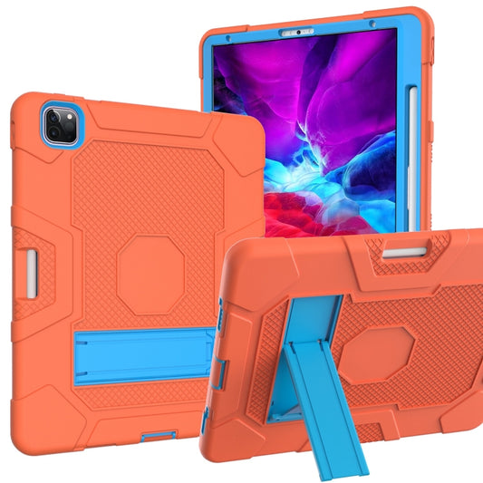 For iPad Pro 12.9 inch (2020) Contrast Color Robot Shockproof Silicone + PC Protective Tablet Case with Holder(Orange Blue) - iPad Pro 12.9 (2020) Cases by buy2fix | Online Shopping UK | buy2fix