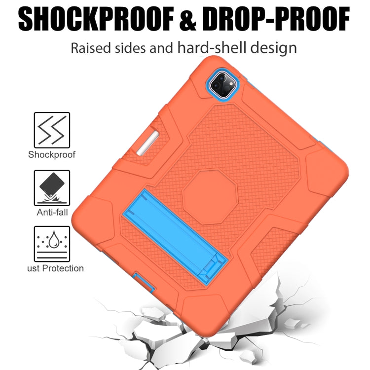 For iPad Pro 12.9 inch (2020) Contrast Color Robot Shockproof Silicone + PC Protective Tablet Case with Holder(Orange Blue) - iPad Pro 12.9 (2020) Cases by buy2fix | Online Shopping UK | buy2fix