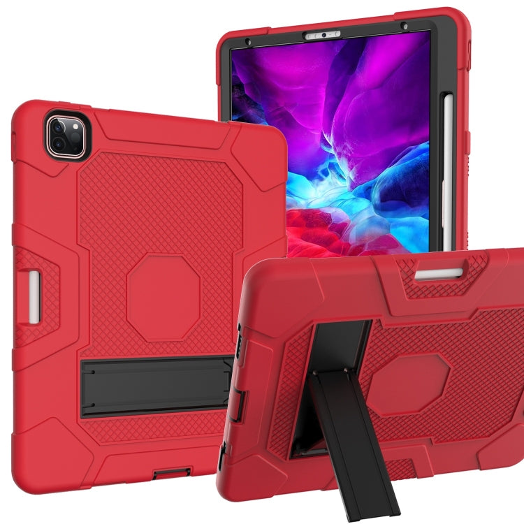 For iPad Pro 12.9 inch (2020) Contrast Color Robot Shockproof Silicone + PC Protective Tablet Case with Holder(Red Black) - iPad Pro 12.9 (2020) Cases by buy2fix | Online Shopping UK | buy2fix