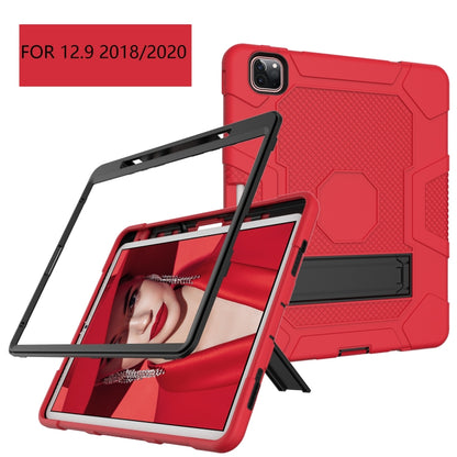 For iPad Pro 12.9 inch (2020) Contrast Color Robot Shockproof Silicone + PC Protective Tablet Case with Holder(Red Black) - iPad Pro 12.9 (2020) Cases by buy2fix | Online Shopping UK | buy2fix
