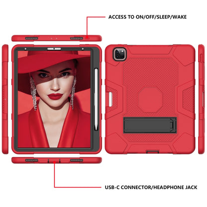For iPad Pro 12.9 inch (2020) Contrast Color Robot Shockproof Silicone + PC Protective Tablet Case with Holder(Red Black) - iPad Pro 12.9 (2020) Cases by buy2fix | Online Shopping UK | buy2fix