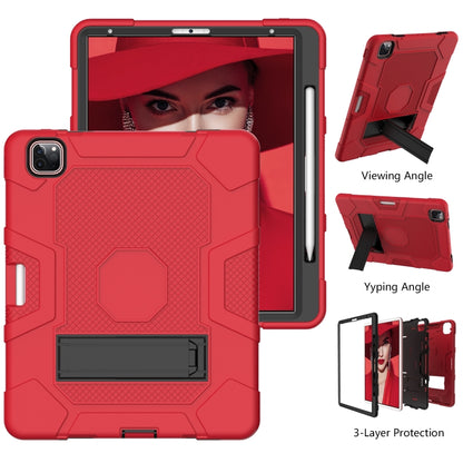 For iPad Pro 12.9 inch (2020) Contrast Color Robot Shockproof Silicone + PC Protective Tablet Case with Holder(Red Black) - iPad Pro 12.9 (2020) Cases by buy2fix | Online Shopping UK | buy2fix