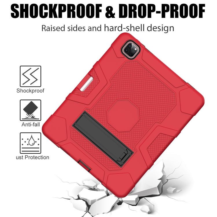 For iPad Pro 12.9 inch (2020) Contrast Color Robot Shockproof Silicone + PC Protective Tablet Case with Holder(Red Black) - iPad Pro 12.9 (2020) Cases by buy2fix | Online Shopping UK | buy2fix