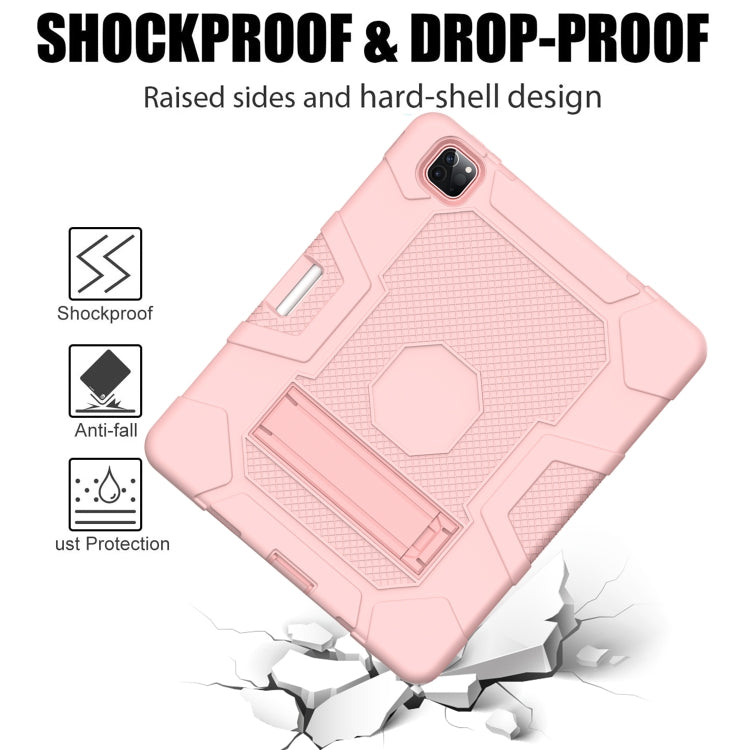 For iPad Pro 12.9 inch (2020) Contrast Color Robot Shockproof Silicone + PC Protective Tablet Case with Holder(Rose Gold) - iPad Pro 12.9 (2020) Cases by buy2fix | Online Shopping UK | buy2fix