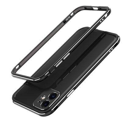For iPhone 11 Aurora Series Lens Protector + Metal Frame Protective Case (Black Silver) - iPhone 11 Cases by buy2fix | Online Shopping UK | buy2fix