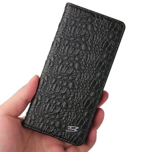 For Samsung Galaxy S21 5G Fierre Shann Crocodile Texture Magnetic Horizontal Flip Genuine Leather Case with Holder & Card Slot(Black) - Galaxy S21 5G Cases by FIERRE SHANN | Online Shopping UK | buy2fix