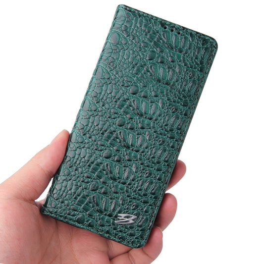 For Samsung Galaxy S21+ 5G Fierre Shann Crocodile Texture Magnetic Horizontal Flip Genuine Leather Case with Holder & Card Slot(Green) - Galaxy S21+ 5G Cases by FIERRE SHANN | Online Shopping UK | buy2fix